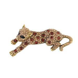 Leopard Rhinestone Pin Broach